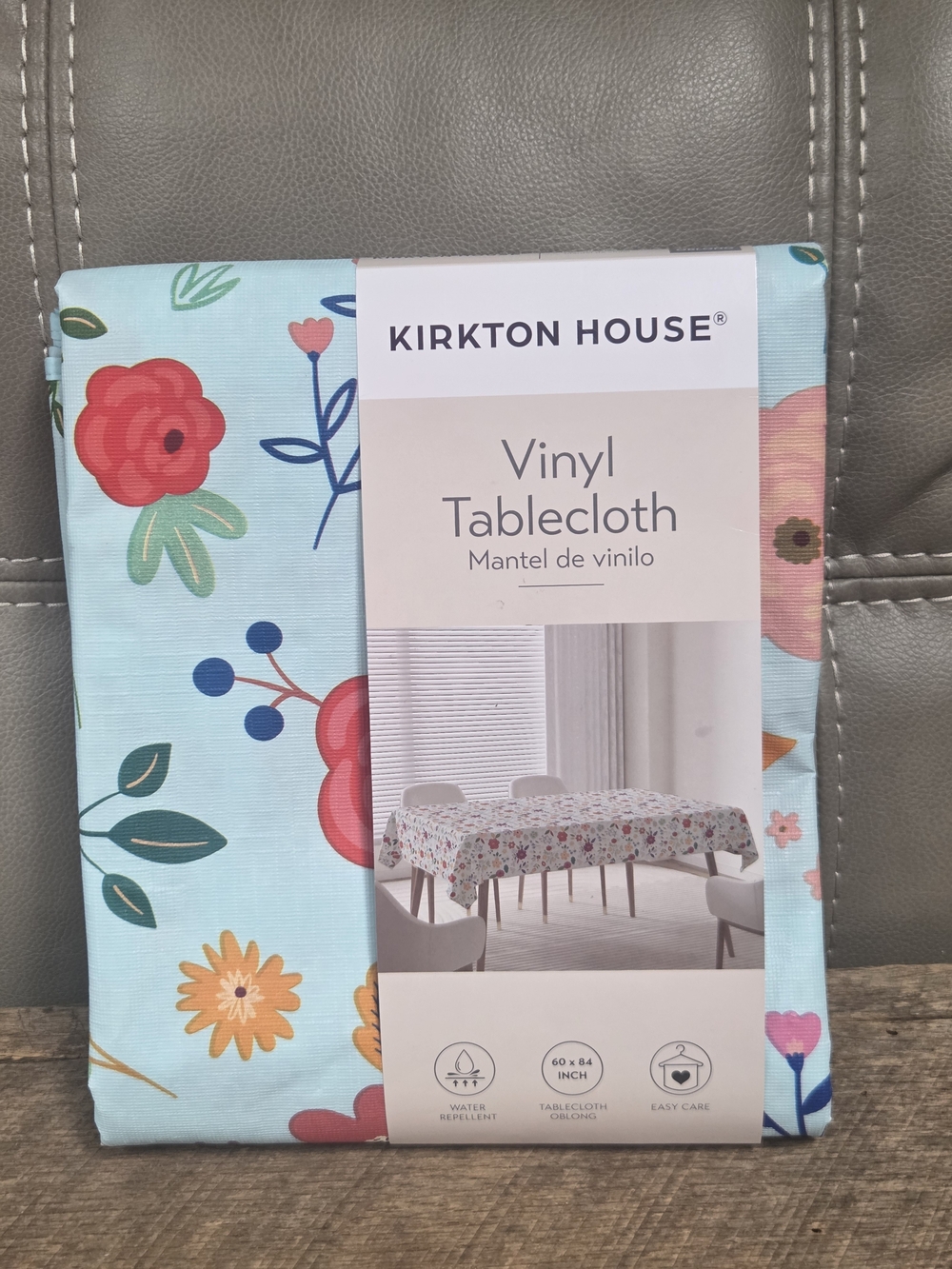 NWT Kirkton House Vinyl 60x84 Oblong Tablecloth - Blue Floral ~ BIN 1L